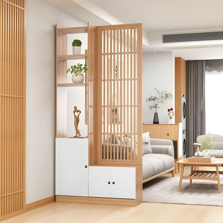 Transparent 11_8'' Non-double-sided Printed Modern Manufactured Wood 1-Panel Room Divider - 39