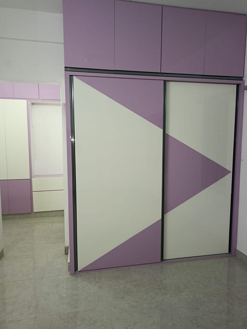 Spacious modular WPC wardrobe with mirror finish
